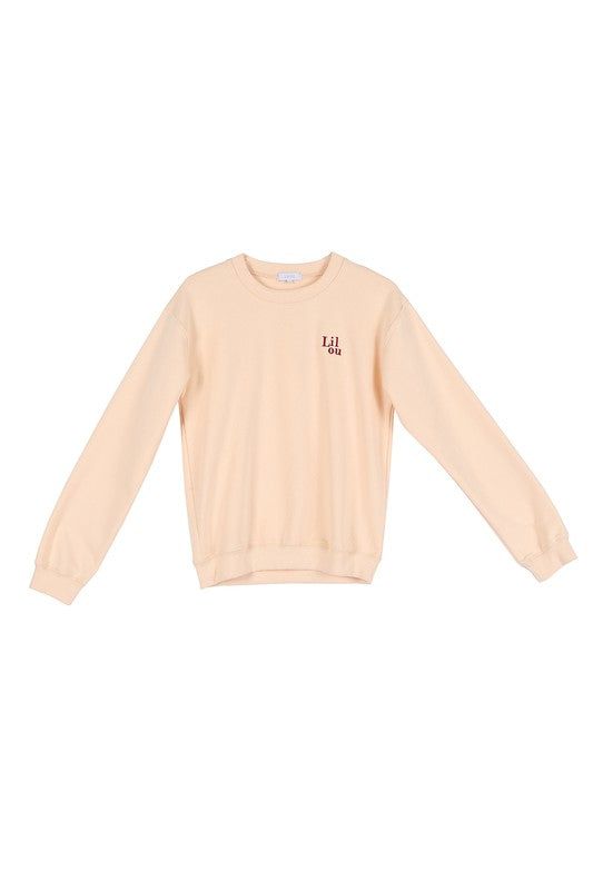 Lilou | Cream sweat shirt with embo